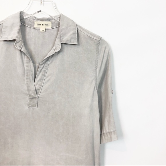 Cloth & Stone Gray Tencel Shirt Dress XS - Picture 2 of 6